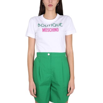 boutique moschino crewneck t-shirt with logo