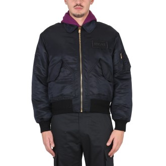 versace bomber jacket with applied logo