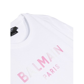 balmain logo dropped shoulder short t-shirt