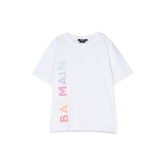 balmain multicolor vertical logo mc t-shirt