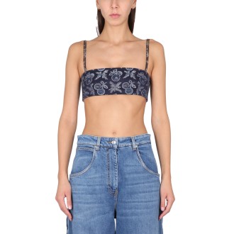 etro jacquard demin bralette top