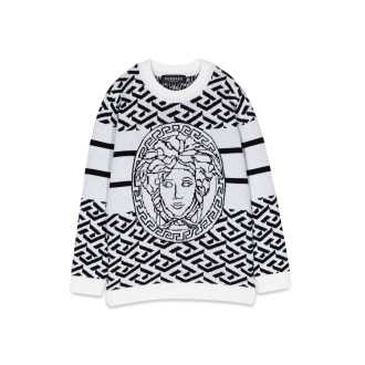 versace greca jacquard crew neck pullover