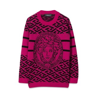 versace greca jacquard crew neck pullover