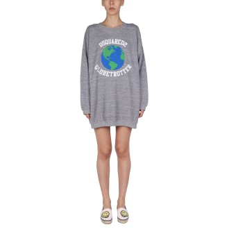 dsquared sweatshirt dress with logo print