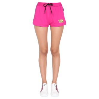 versace shorts with greek logo patch