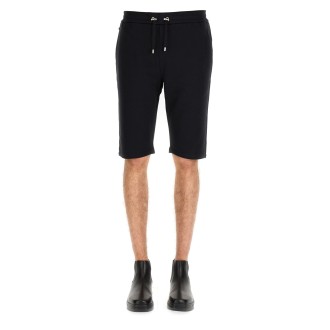 balmain flocked logo shorts