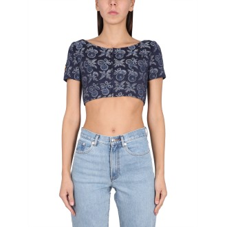 etro denim crop top