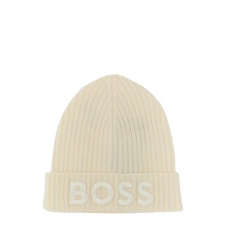 boss virgin wool ribbed beanie