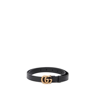 Gucci Thin Belt With `Double G` Buckle