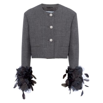 Prada Cropped Jacket With Feather