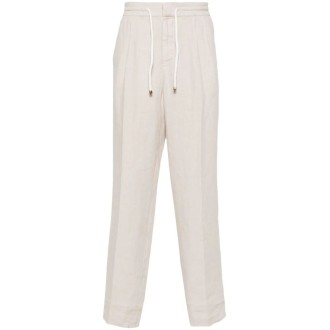 Brunello Cucinelli Garment-Dyed Leisure Fit Pants With Drawstring And 