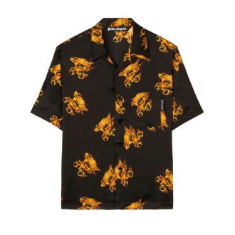 Palm Angels `Burning Monogram` Short Sleeve Shirt