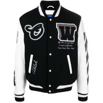 Off White Leather Varsity Jacket