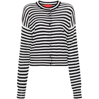 Wild Cashmere Striped Crew-Neck Cardigan