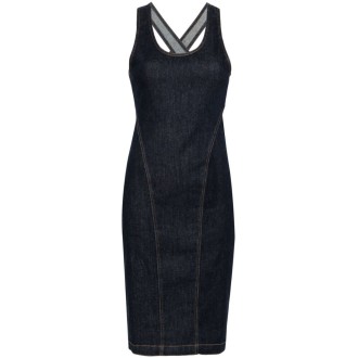 Alaia `Sculpt` Midi Denim Dress