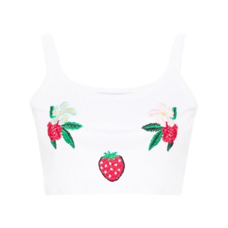 Fiorucci Embroidered Cropped Tank Top