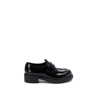 Prada `Chocolate` Brushed Leather  Loafers
