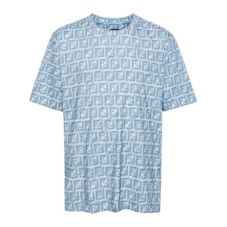 Fendi `Fringed Print Ff` T-Shirt