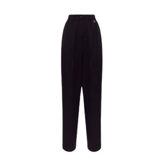 Pantalone di Blugirl, da donna, colore nero. Modello dal fit ampio e morbido. Tasche alla francese e chiusura con zip e bottone. Passanti alla vita. 