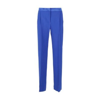 Pantalone di Alberta Ferretti, da donna, colore blu. Modello vita regolare, due tasche laterali e passanti per cintura in vita. Chiusura sul davanti con zip coperta e gancio nascosto. Tinta unita. Vestibilità regolare. 