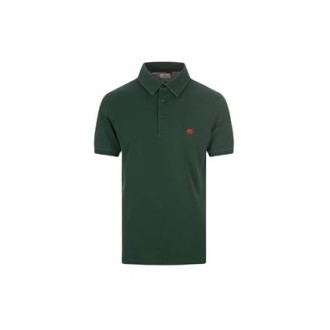 Polo di Etro da uomo, color verde. Modello in jersey di cotone, impreziosita da un sottocollo decorato con una stampa Paisley. Caratterizzata dal logo sul petto. 