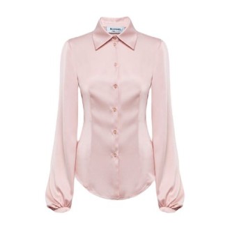 Camicia di Blugirl, da donna, colore rosa. Modello con maniche a sbuffo, colletto classico e chiusura frontale con bottoni. 