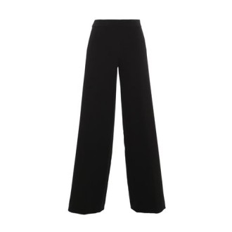  Pantalone KATHARINE, di Pt0w, da donna, colore nero. Modello a palazzo, realizzato in crêpe cady. Caratterizzato da due tasche oblique e chiusura con zip nascosta. Vestibilità regolare.   