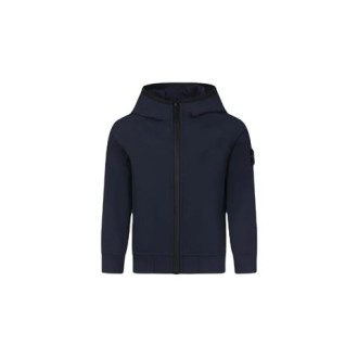 Giacca con cappuccio con caratteristica applicazione Compass removibile collo alto e chiusura frontale con zip , maniche lunghe raglan , polsini a coste e due tasche laterali con zip 