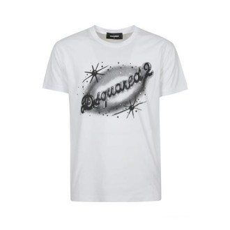 T-shirt di Dsquared2, da uomo, colore bianco. Modello girocollo e maniche corte. Logo frontale a contrasto. 