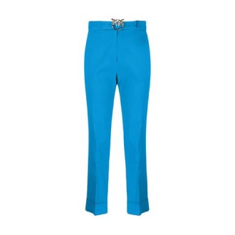 Pantalone PLAZA, di Pinko, da donna, colore azzurro. Modello slim, realizzato in lino stretch. Caratterizzato da tasche alla francese sul davanti e tasche a filetto sul retro. Dettaglio cintura con fibbia in metallo. Chiusura con zip. Vestibilità slim. 