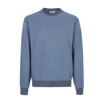 Maglia di Piacenza Cashmere, da uomo, color azzurro. Modello girocollo. Caratterizzato da colletto in contrasto e fondo a coste. Vestibilità regolare. 