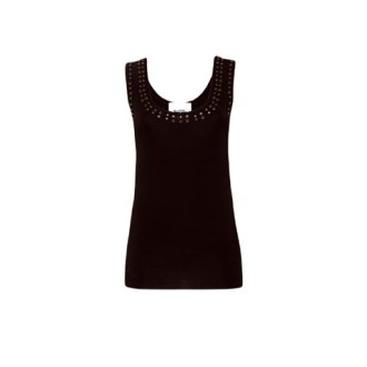 Top di Blugirl, da donna, colore nero. Modello senza maniche, tinta unita, caratterizzato da scollo con borchie a contrasto. 