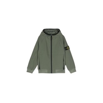 Giacca con cappuccio con caratteristica applicazione Compass removibile collo alto e chiusura frontale con zip , maniche lunghe raglan , polsini a coste e due tasche laterali con zip. 