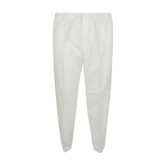 Pantalone di Eleventy, da uomo, colore bianco. Modello jogger. Coulisse alla vita, passanti per cintura e chiusura con bottone e zip. Tasche. Vestibilità regolare. 