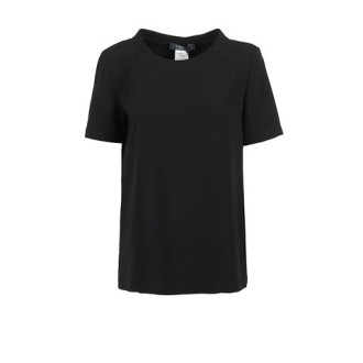 T-shirt TESSILE di Max Mara, da donna, colore nero. Modello a manica corta, caratterizzato da scollo girocollo, tinta unita. Vestibilità regolare.  