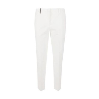 Pantalone di Peserico, da donna, colore bianco. Modello tinta uniita, con stasche e chiusura nascosta. Vestibilità regolare. 