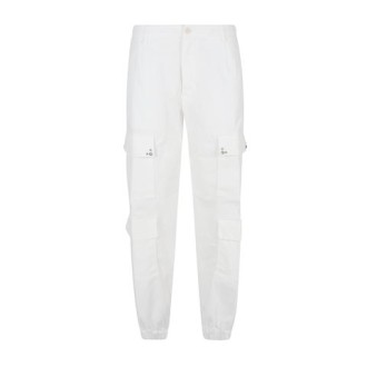 Pantalone di Mason's, da donna, colore bianco. Modello cargo chiusura con bottone e zip . Passanti per cintura. Tasche e borchiette. 