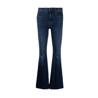 Jeans THE WEEKEND FRAY, di Mother, da donna, colore denim. Modello a zampa, caratterizzato da cinque tasche, passanti per cintura e chiusura con zip e bottone. Vestibilità slim. 