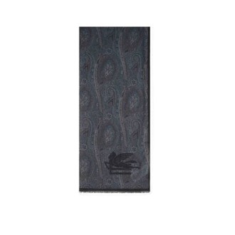 Sciarpa di Etro, da uomo, colore nero. Modello con motivo paisley all-over. 