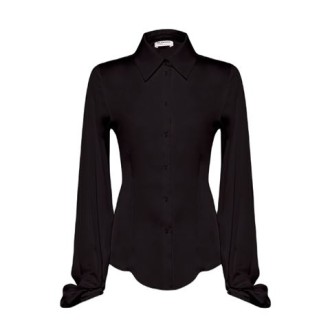 Camicia di Blugirl, da donna, colore nero. Modello con maniche a sbuffo, colletto classico e chiusura frontale con bottoni. 