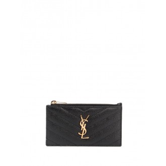 Saint Laurent `Cassandre Matelassé Fragments` Zipped Card Case