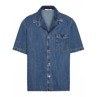 Valentino Garavani `V Detail` Denim Shirt