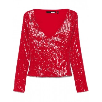 Rotate Sequins Long Sleeve V-Neck Top