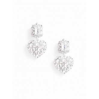 Self-Portrait Crystal Heart Tiered Earrings