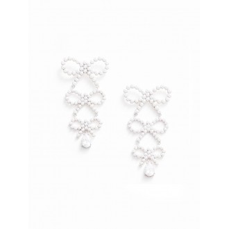 Self-Portrait Tiered Pearl Bow Earrings