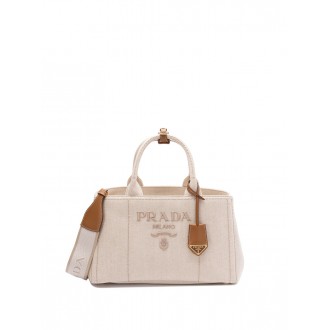 Prada Cotton And Linen Tote Bag