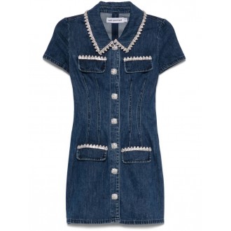 Self-Portrait Denim Collared Mini Dress