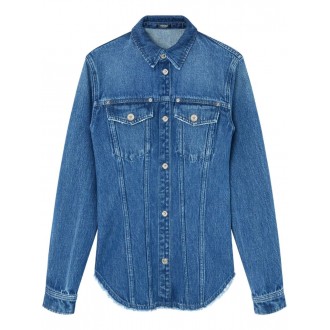 Versace Denim Shirt With Frayed Edges