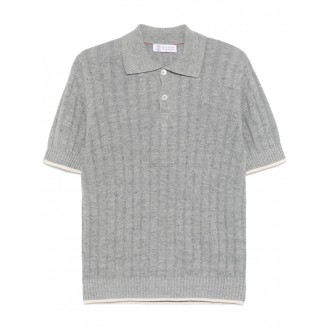 Brunello Cucinelli Short Sleeve Polo-Neck Sweater