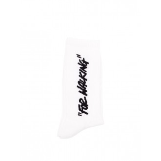 Off White Mid Calf Socks `Quote`